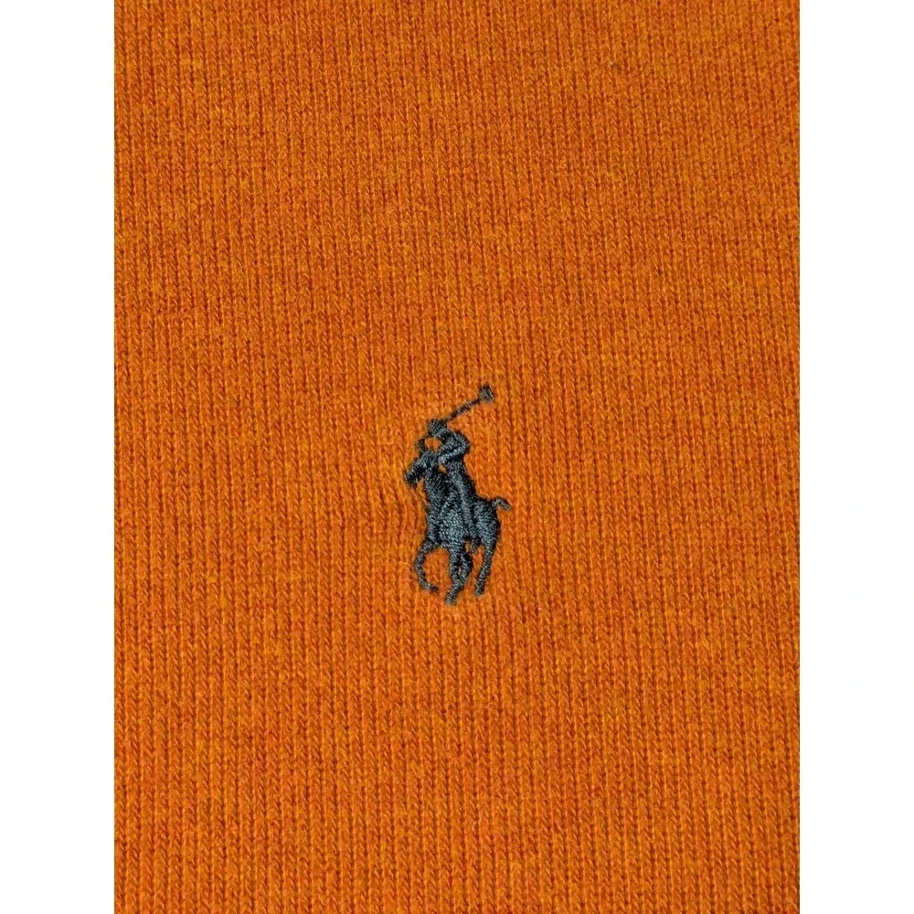 POLO RALPH LAUREN Men XL Blue Pony‎ 1/4 Zip Orange Cotton Pullover